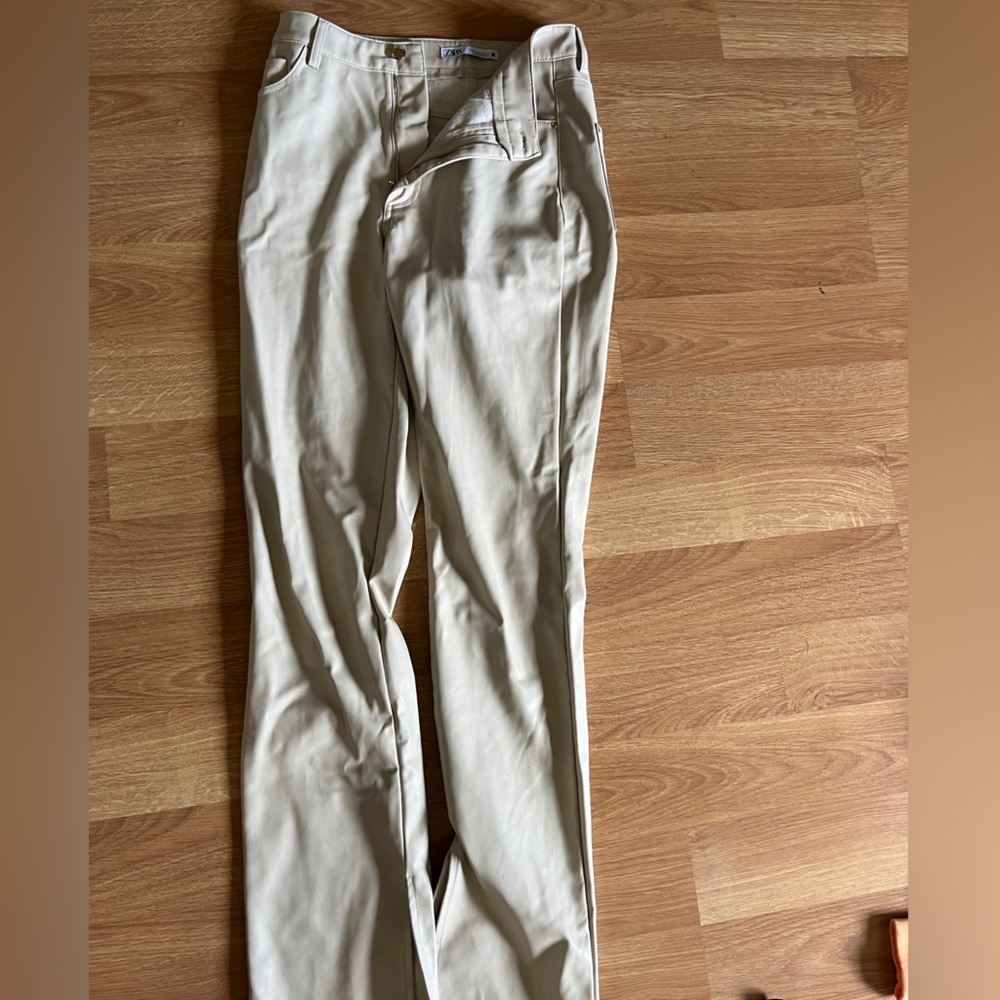 Zara leather pants size 6 tan